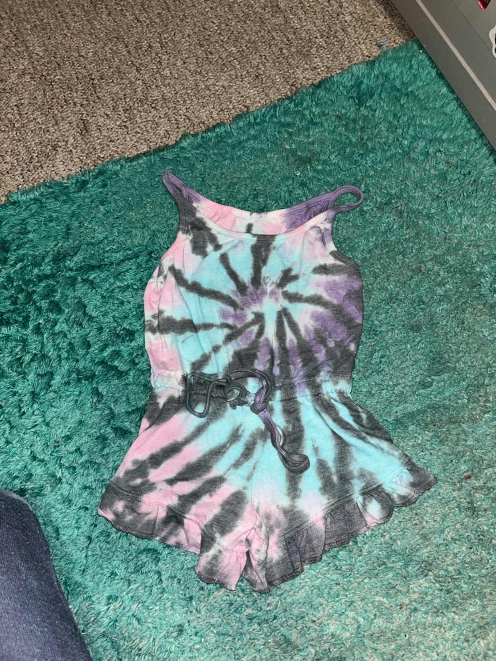 Tie-Dye Sleeveless Romper in Pink, Purple & Teal